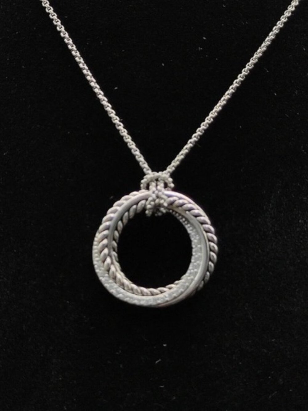 ⛴️David Yurman Cable Collection Diamond Pendant Adjustable Necklace